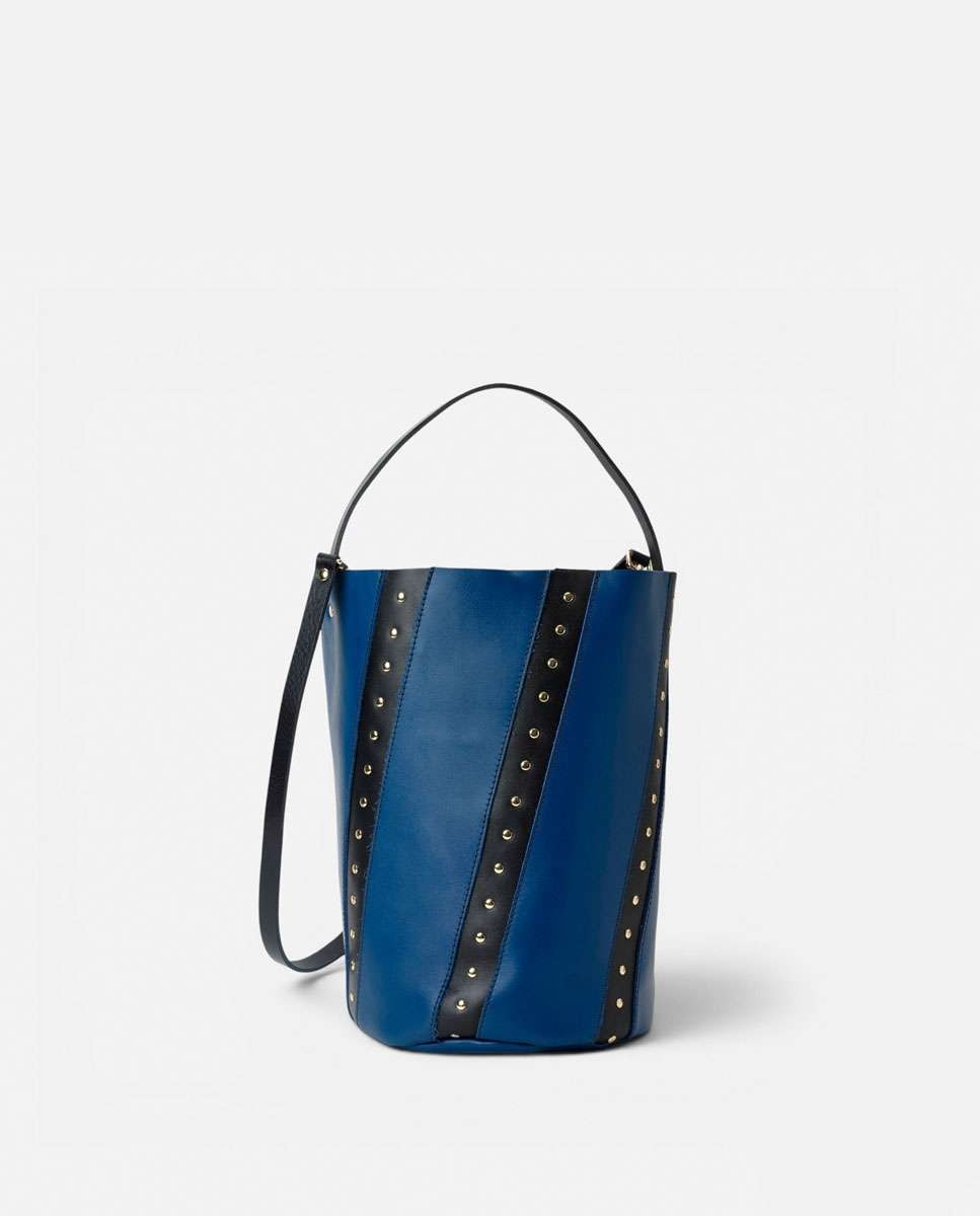 Bolso de hombro bucket twisted remaches de piel grande cubo - Mercules - Navy Navy-4