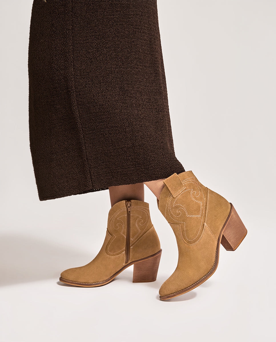 Botín de mujer de piel básico - Bryan Stepwise - Camel Camel-2