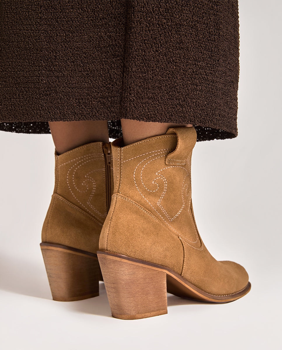 Botín de mujer de piel básico - Bryan Stepwise - Camel Camel-3