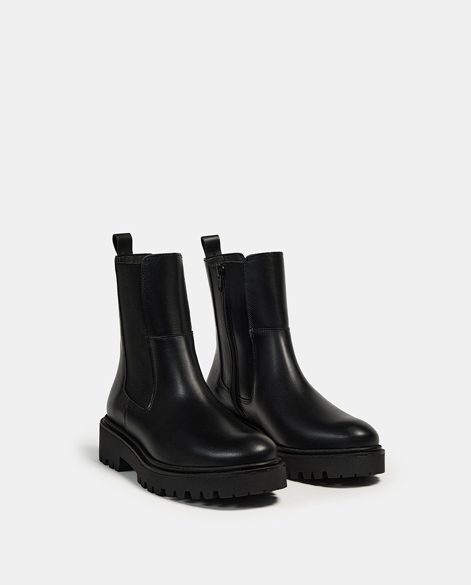 Botines básicos de mujer de piel básico - Bryan Stepwise - Negro Negro-4