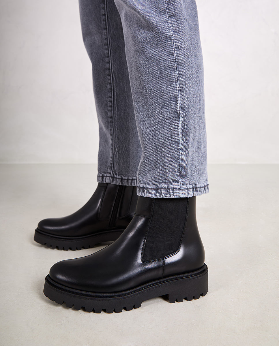 Botines básicos de mujer de piel básico - Bryan Stepwise - Negro Negro-3