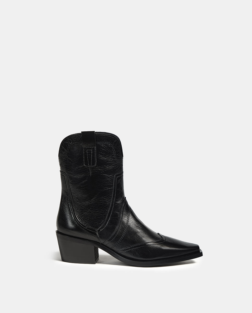 Botín de mujer de piel básico - Bryan Stepwise - Negro Negro-1