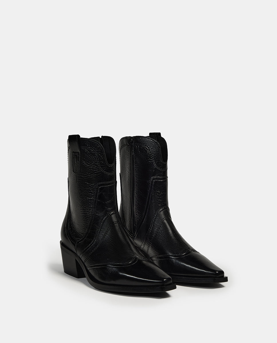 Botín de mujer de piel básico - Bryan Stepwise - Negro Negro-3