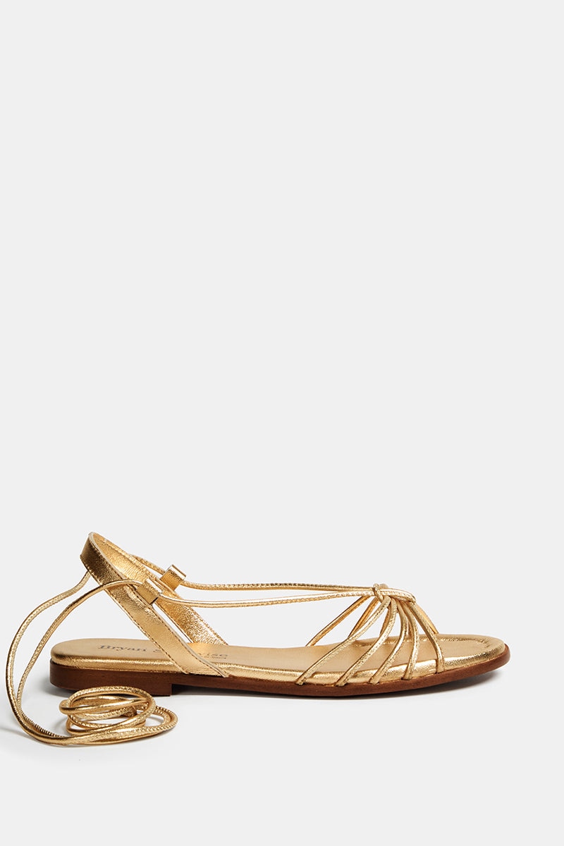 Bryan Stepwise - Sandalias planas de mujer de piel con tiras.