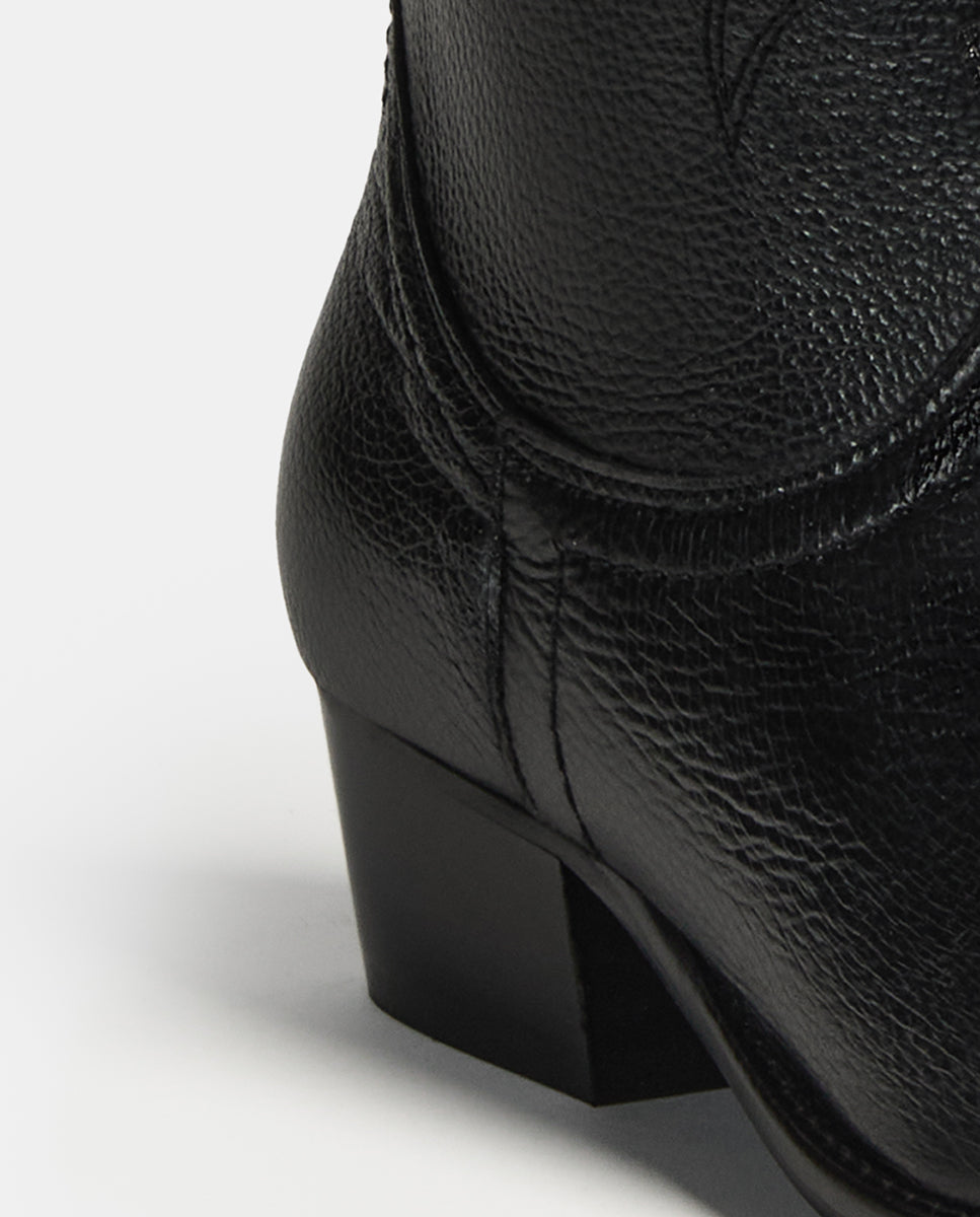 Bota de mujer de piel estilo cowboy - Bryan Stepwise - Negro Negro-4