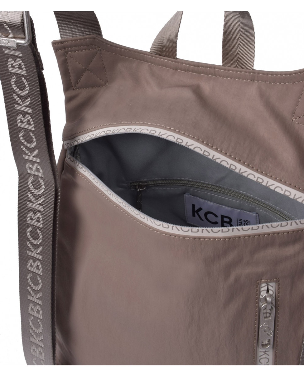 Mochila de mujer antirrobo grande en color taupe con cremallera - Kcb - Topo Topo-3