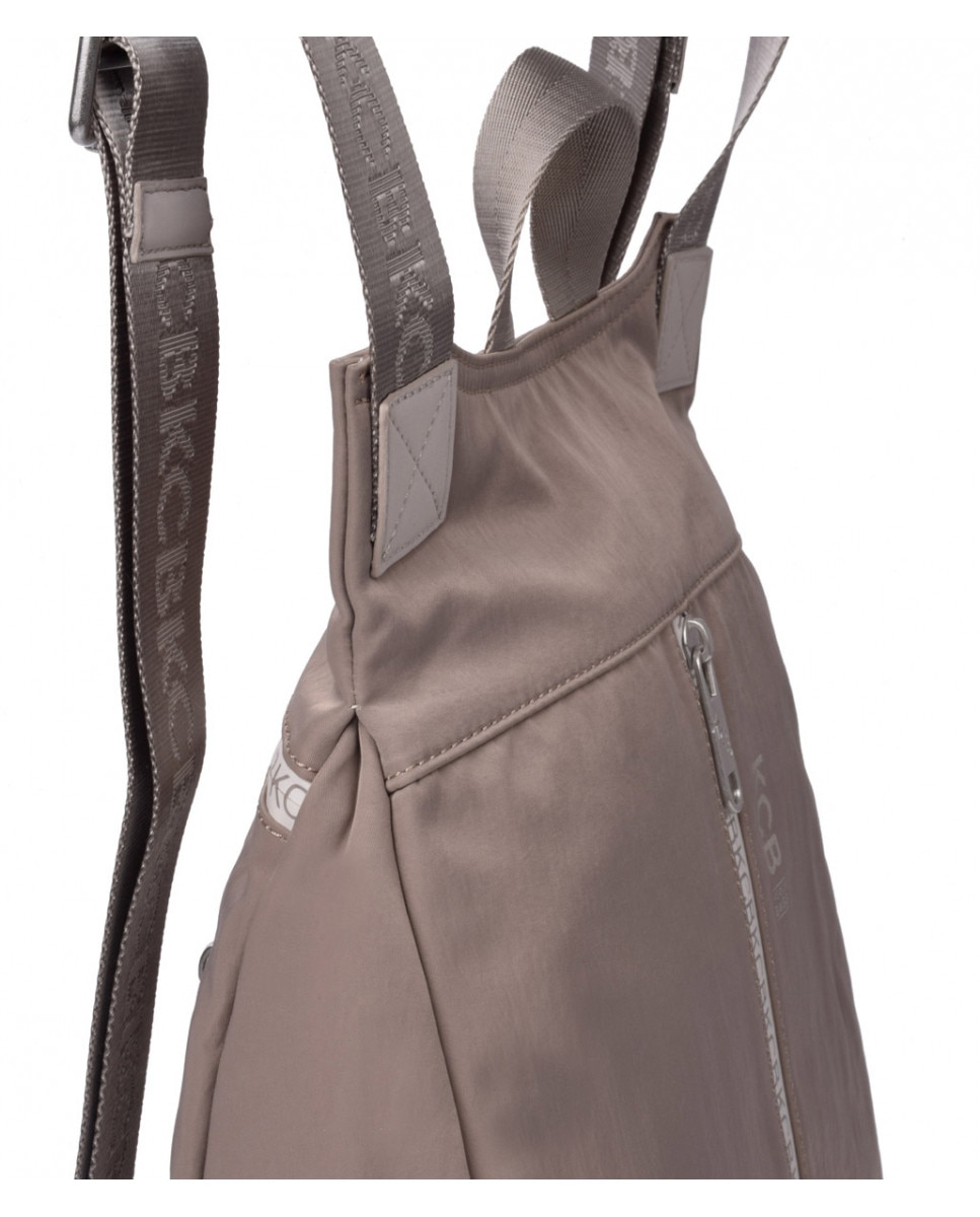 Mochila de mujer antirrobo grande en color taupe con cremallera - Kcb - Topo Topo-4