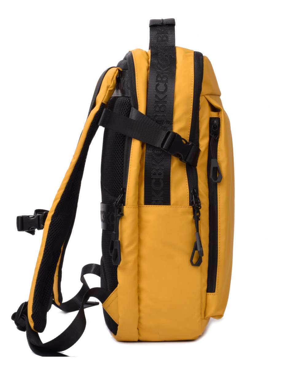 Mochila grande de hombre color con cremallera - Kcb - Mostaza Mostaza-6