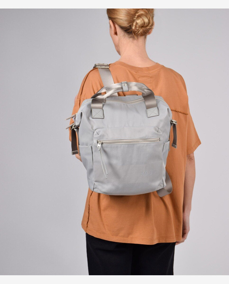 Mochila pequeña de mujer con bolsillo frontal - Kcb - Gris claro Gris claro-2