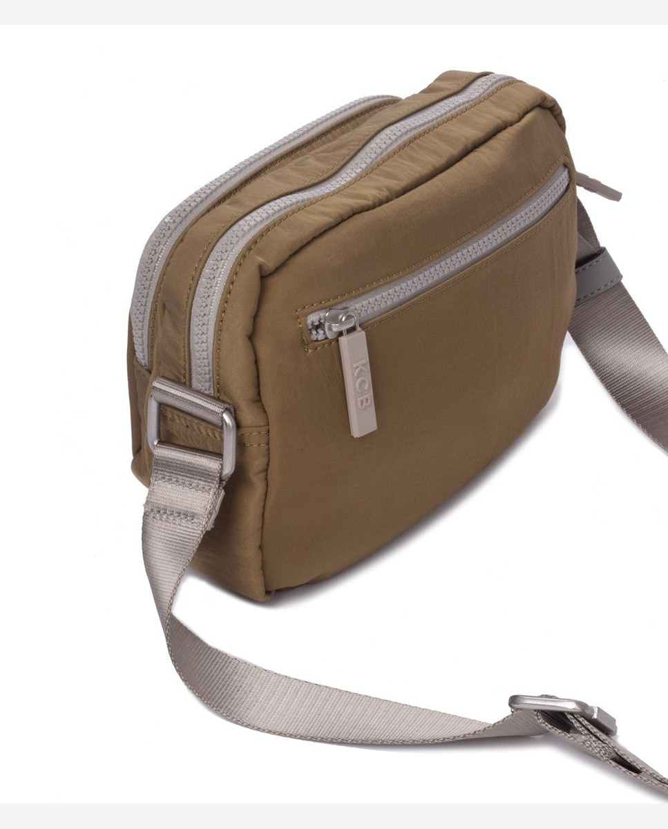 Bandolera pequeña de mujer con bolsillo frontal - Kcb - Verde oscuro Verde oscuro-3