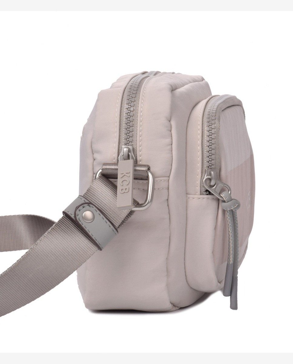 Bandolera pequeña de mujer con bolsillo frontal - Kcb - Beige Beige-3