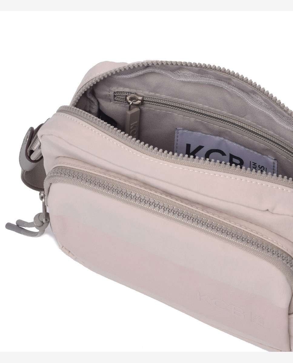 Bandolera pequeña de mujer con bolsillo frontal - Kcb - Beige Beige-2