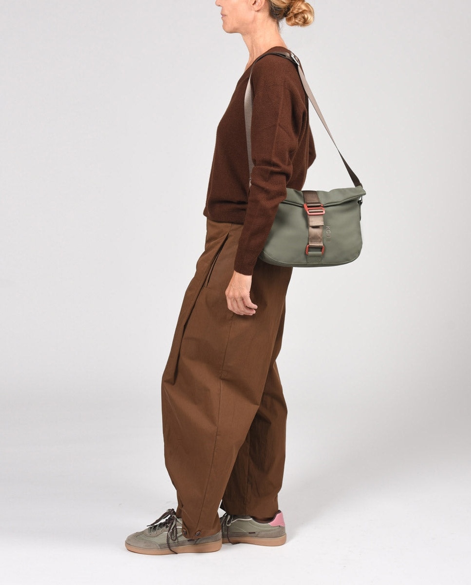 Bandolera chain antirrobo pequeña color khaki de mujer - Kcb - Kaki Kaki-2
