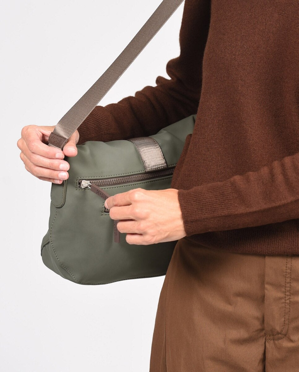 Bandolera chain antirrobo pequeña color khaki de mujer - Kcb - Kaki Kaki-3