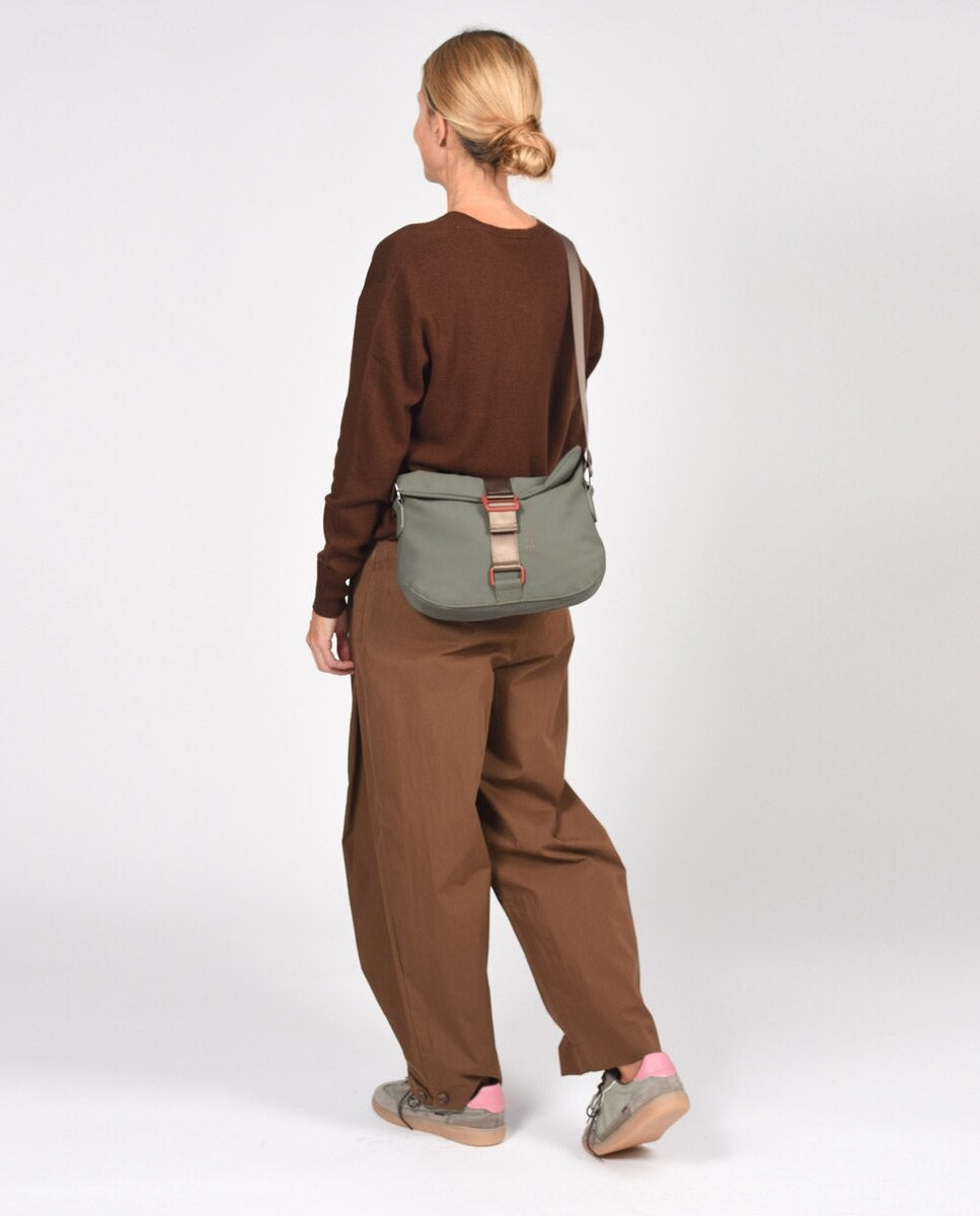 Bandolera chain antirrobo pequeña color khaki de mujer - Kcb - Kaki Kaki-5