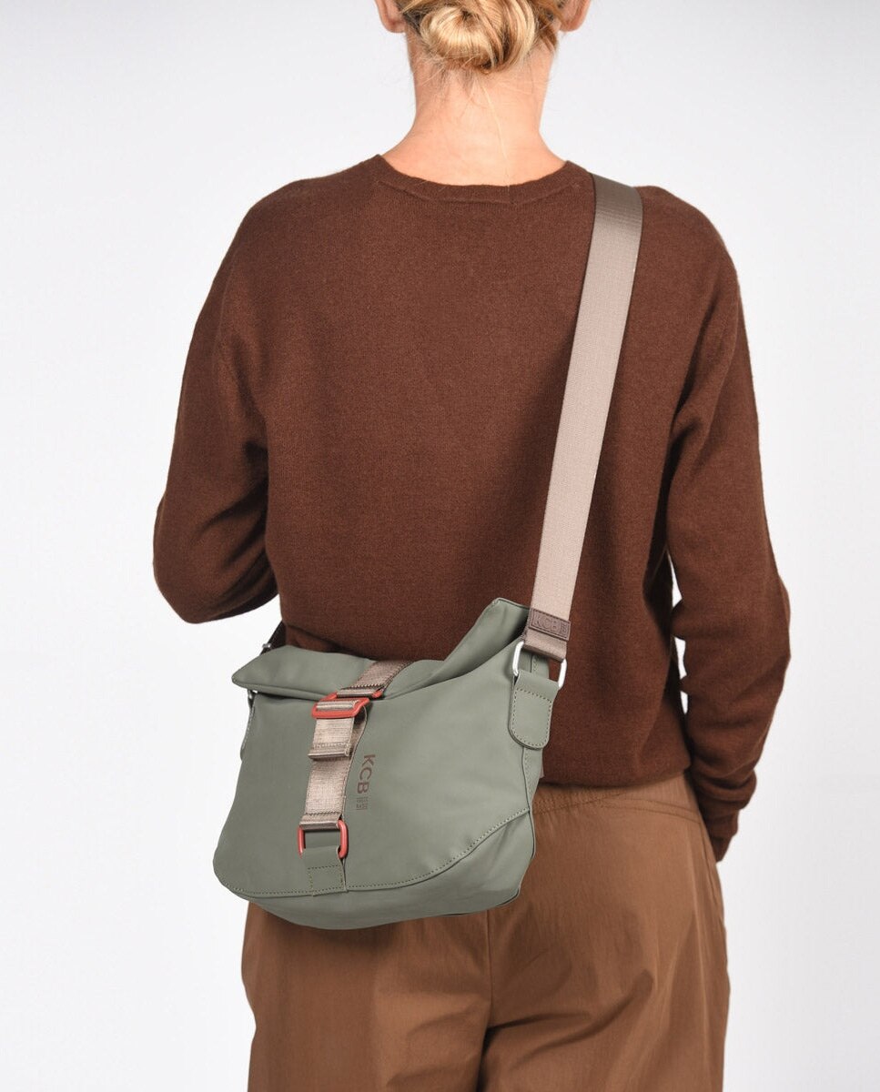 Bandolera chain antirrobo pequeña color khaki de mujer - Kcb - Kaki Kaki-6