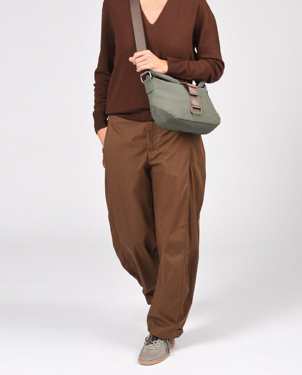 Bandolera chain antirrobo pequeña color khaki de mujer - Kcb - Kaki Kaki-7