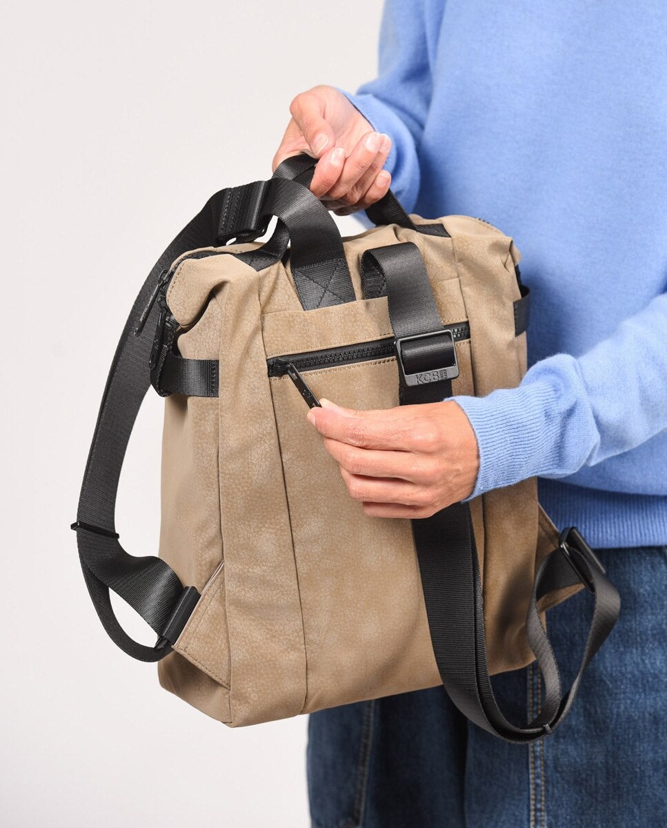 Mochila hide pequeña color taupe de mujer - Kcb - Topo Topo-3