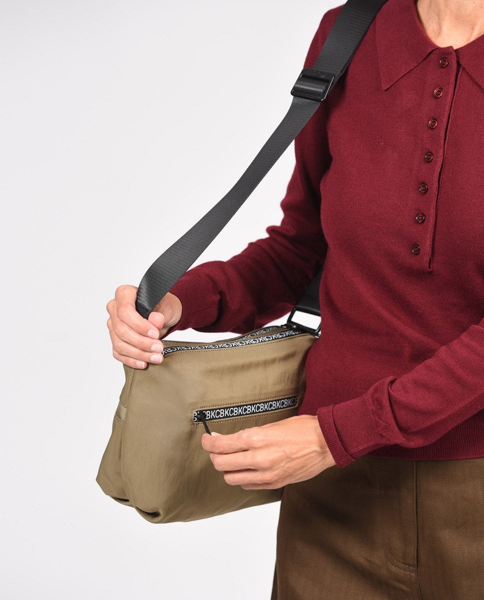 Bandolera shine pequeña color khaki de mujer - Kcb - Kaki Kaki-4