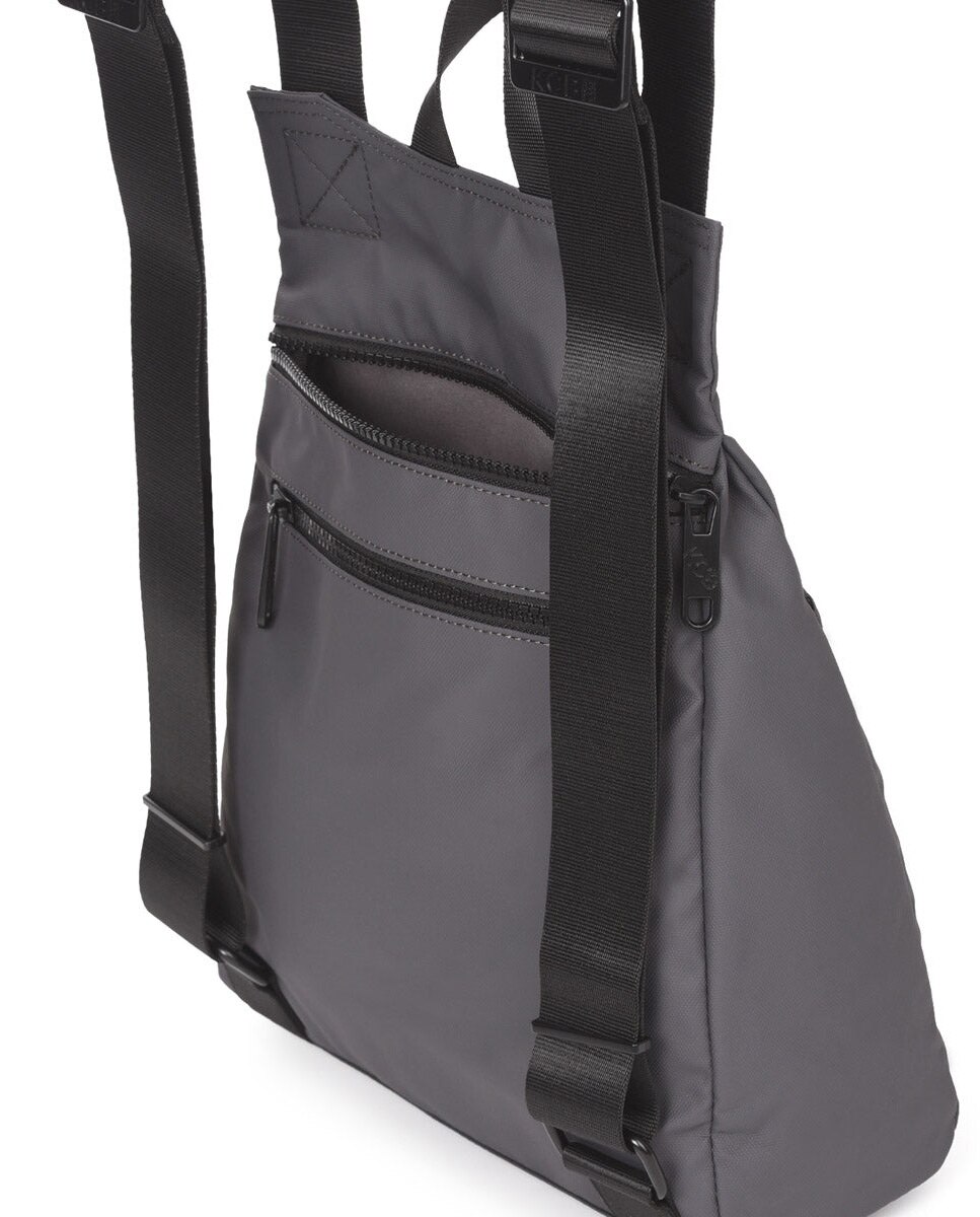 Mochila dual antirrobo grande color gris de mujer - Kcb - Gris Gris-4