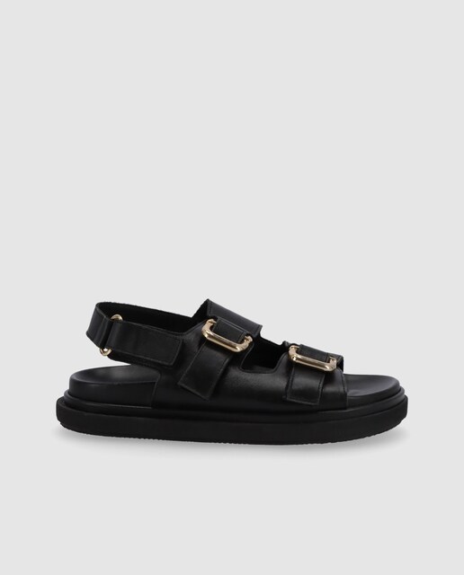 Imagen 0 de Sandalias de plataforma de mujer de piel con tiras y hebillas