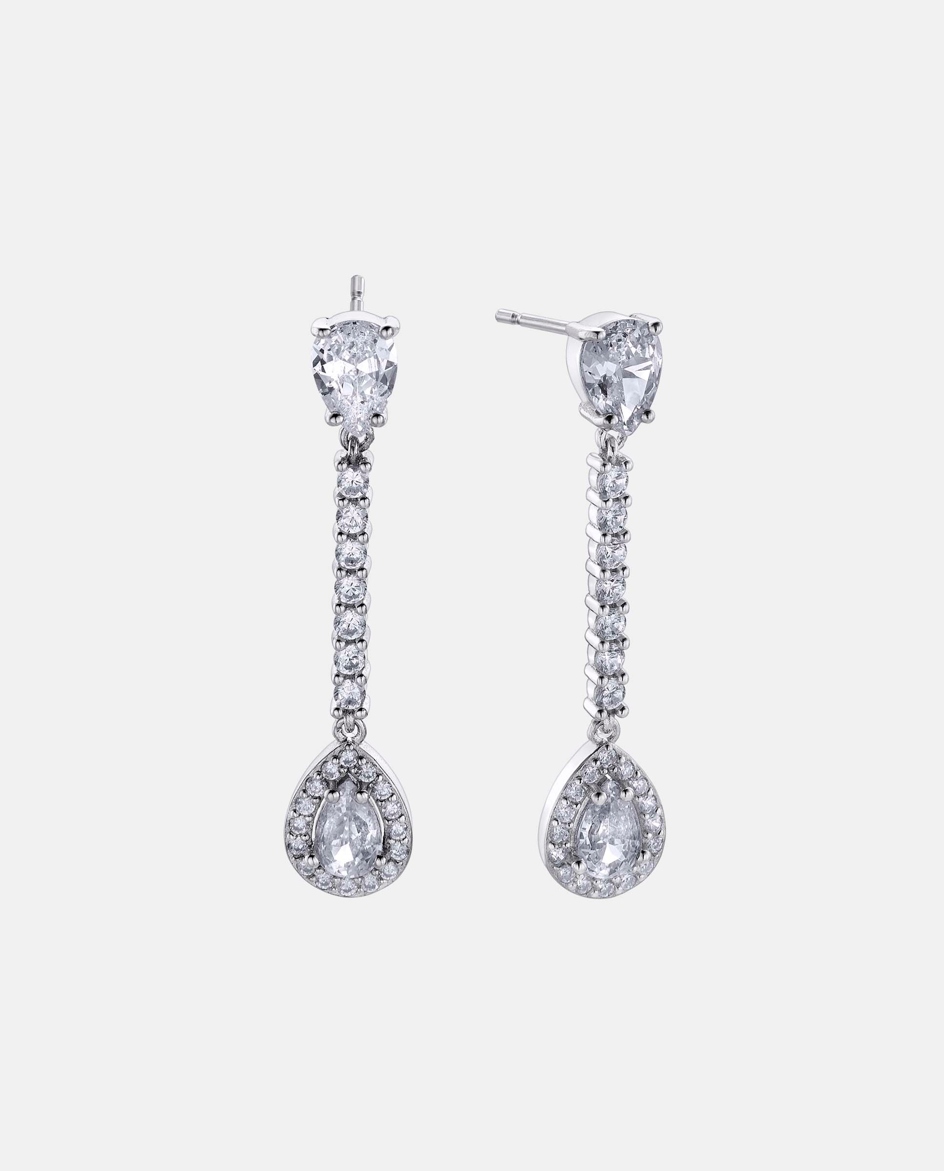Imagen 0 de Pendientes sposata de plata con circonita talla gota con orla de pave y barra de circonitas Plateado
