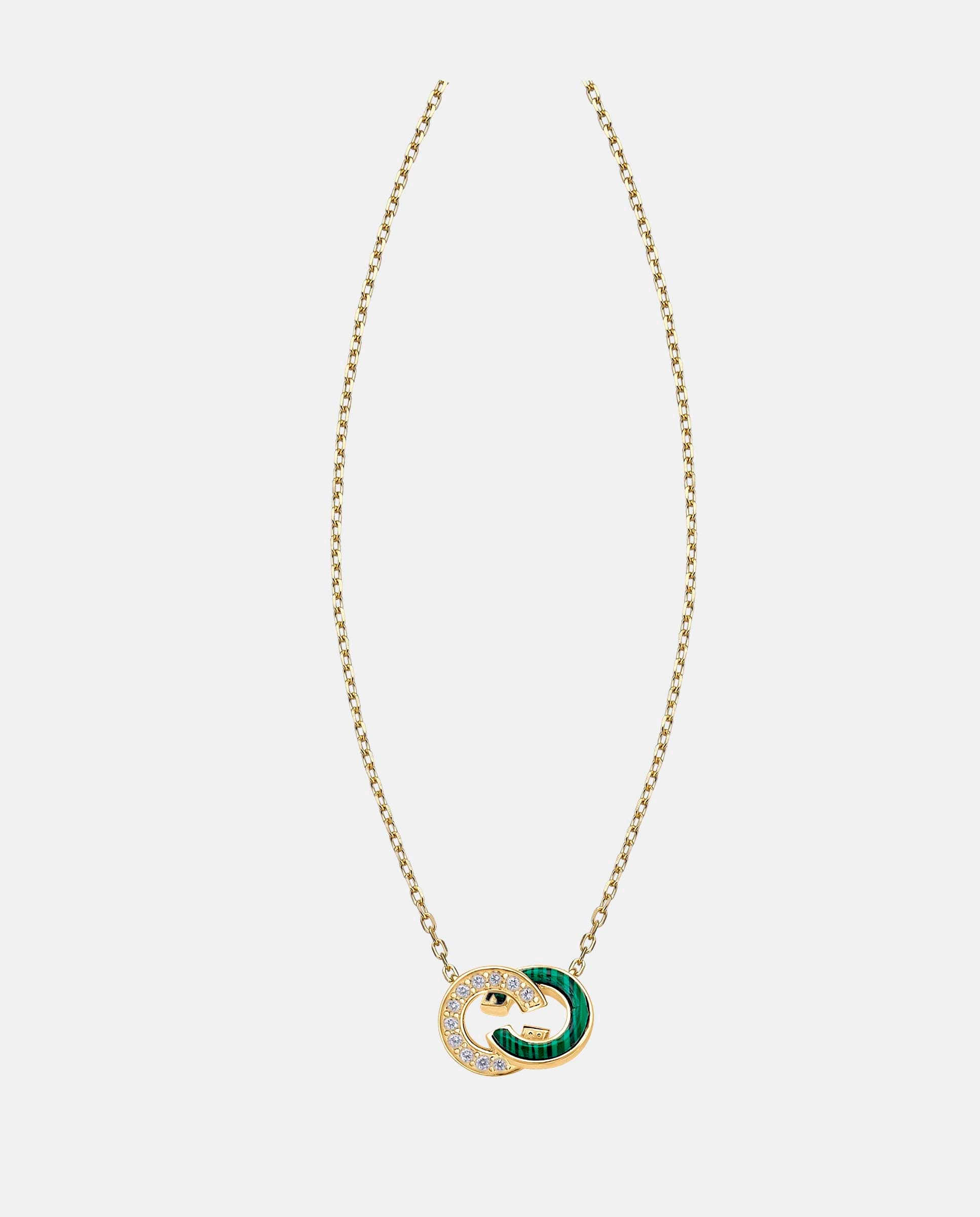 Imagen 1 de Cadena con colgante talismán de plata con malaquita y pavé de circonitas Verde