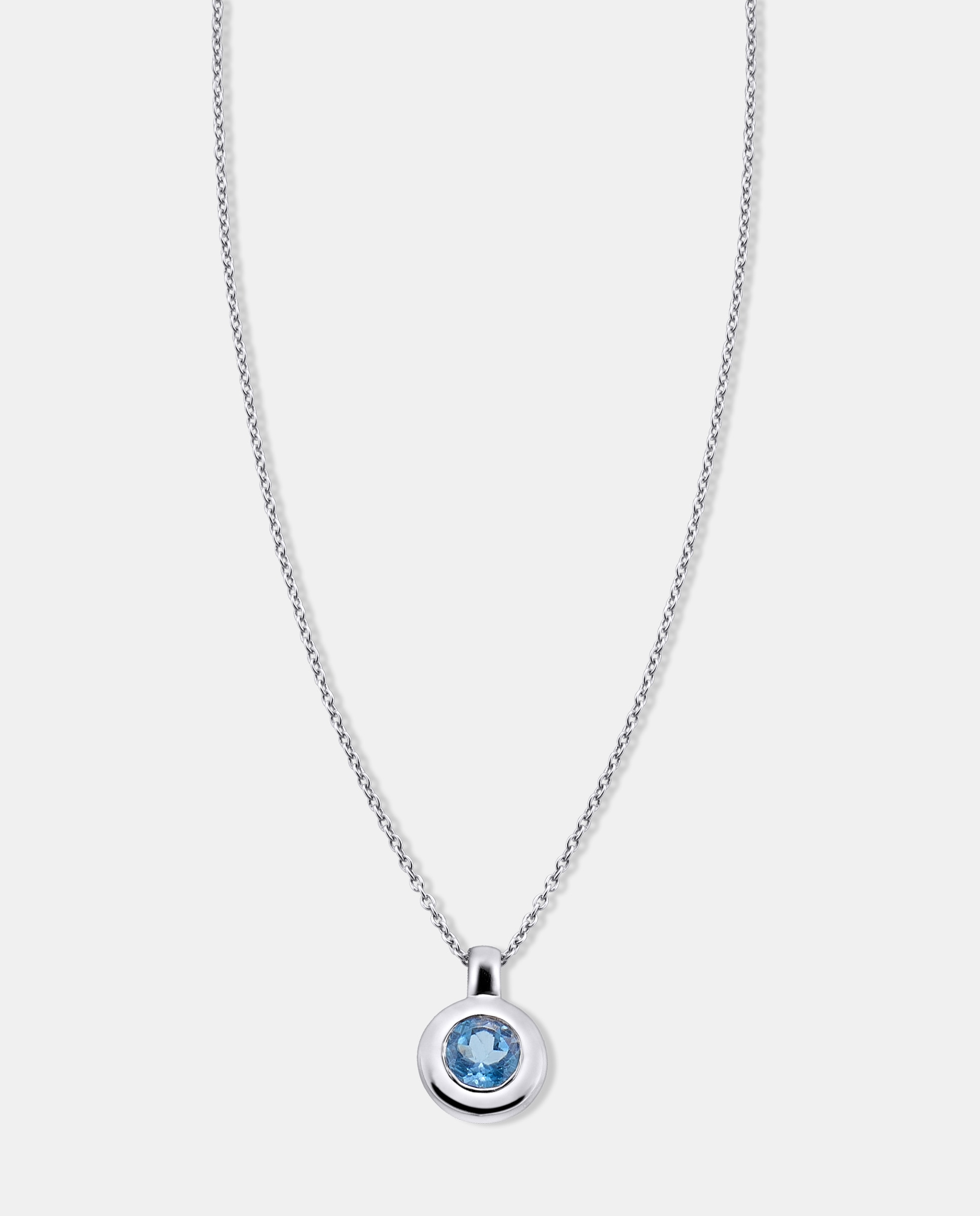 Imagen 0 de Cadena con colgante petites de plata con acabado en rodio con topacio azul Azul