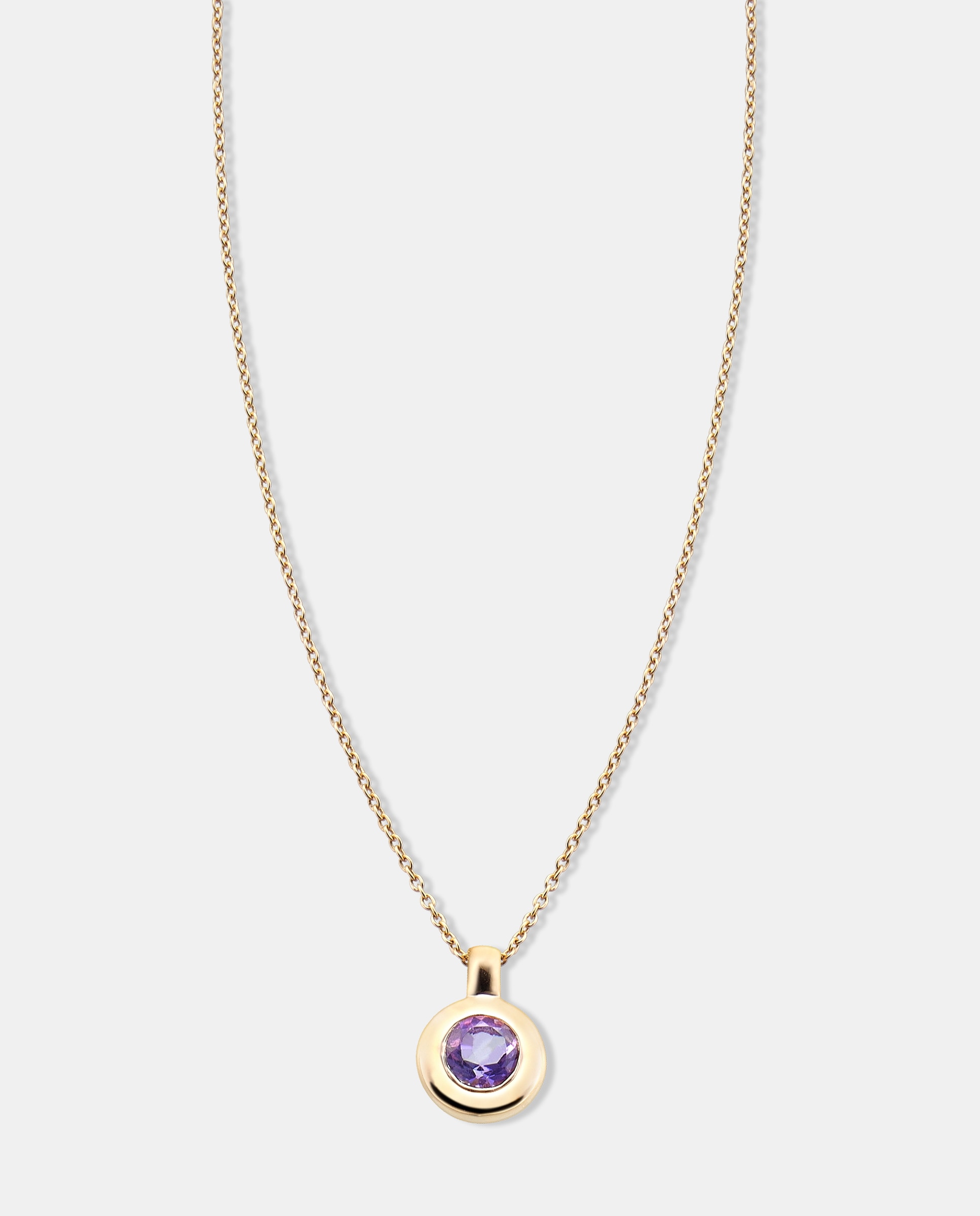 Imagen 0 de Cadena con colgante petites de plata con acabado en oro amarillo 18k y amatista rosa Morado