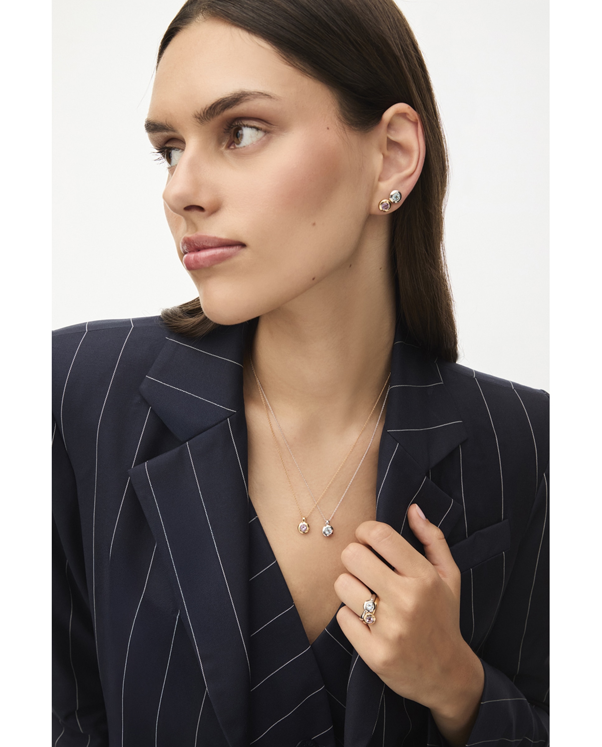 Cadena con colgante petites de plata con acabado en oro amarillo 18k y amatista rosa - Duran Exquse - Morado Morado-3