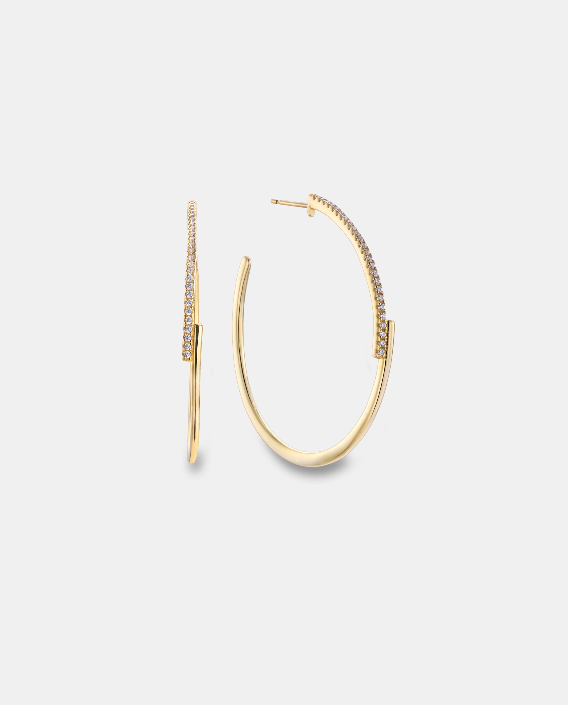 Imagen 0 de Pendientes aros piazza de plata con acabado en oro amarillo 18k Dorado