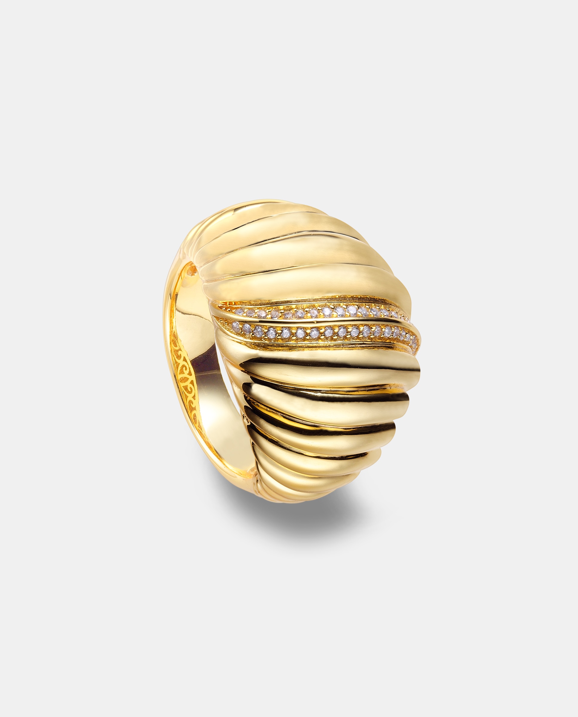 Imagen 0 de Anillo con piedras edicion limitada de plata con acabado en oro amarillo 18k con topacio blanco Dorado