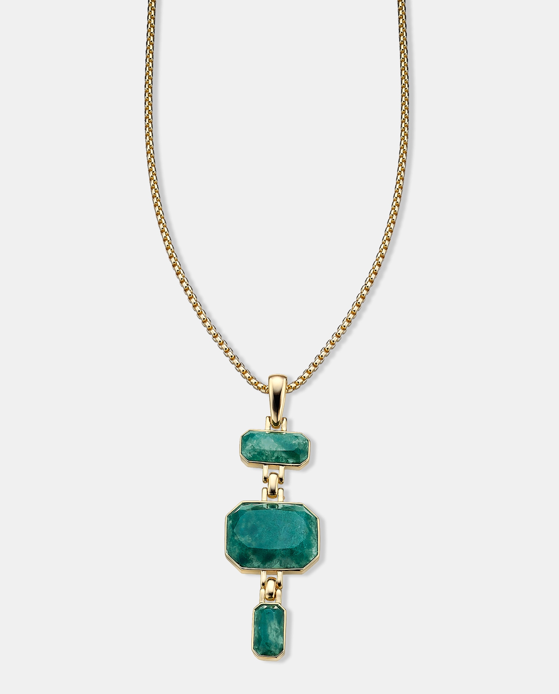 Imagen 0 de Collar edicion limitada de plata con acabado en oro amarillo 18k con ágata de musgo Verde