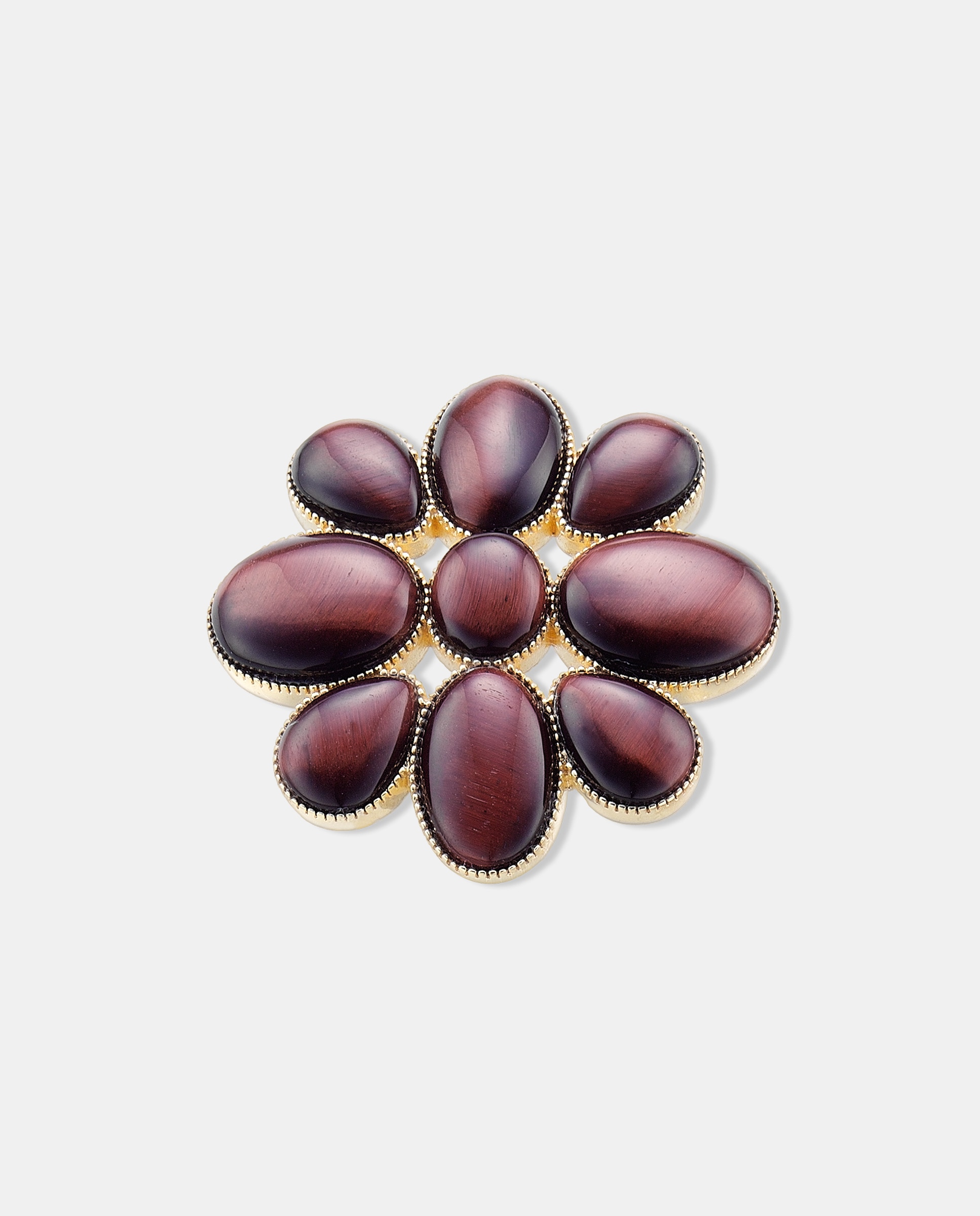 Imagen 0 de Broche edicion limitada de plata con acabado en oro amarillo 18k con ojo de tigre rojo Marrón