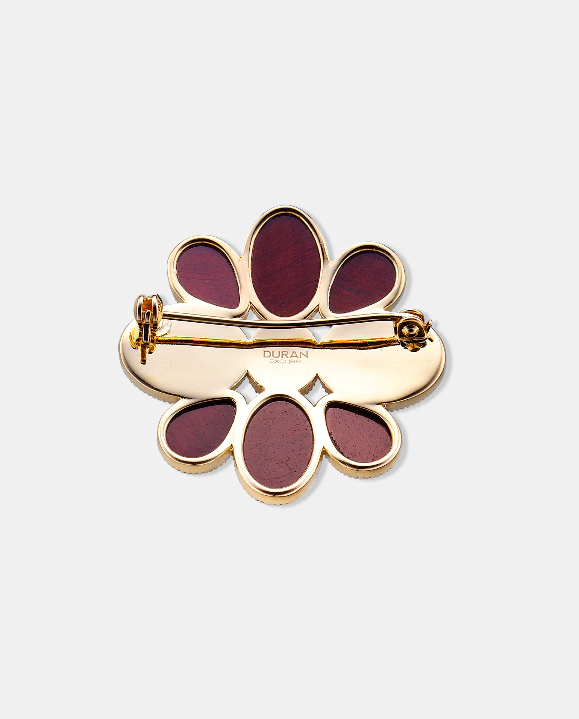 Broche edicion limitada de plata con acabado en oro amarillo 18k con ojo de tigre rojo - Duran Exquse - Marrón Marrón-3