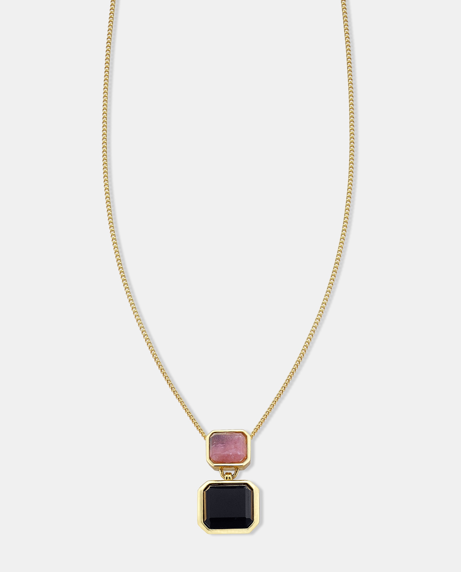 Imagen 0 de Colgante palais royal de plata con acabado en oro amarillo 18k con ónix y jade rojo Negro / Rosa