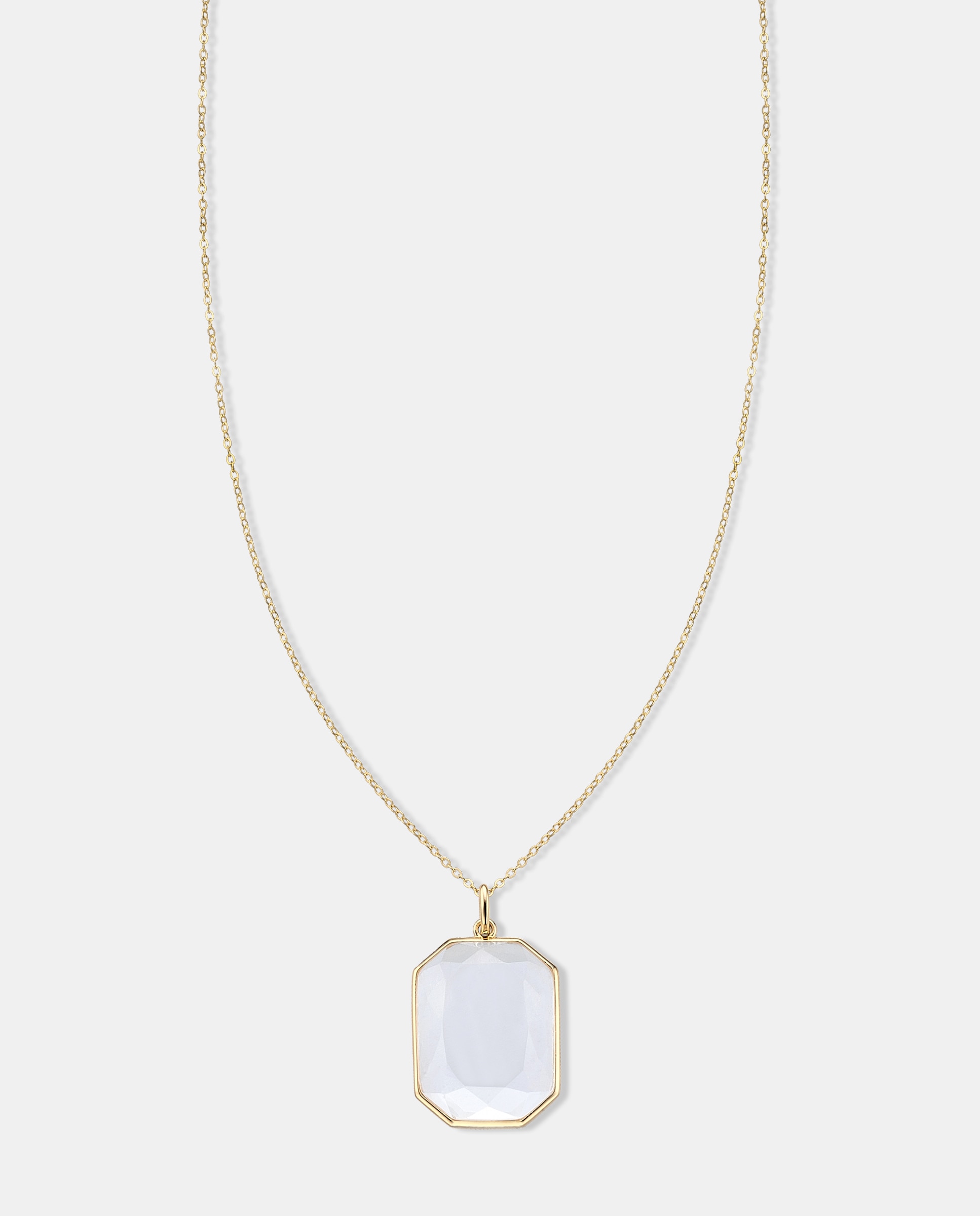 Imagen 0 de Collar ice de plata con acabado en oro amarillo 18k con cristal de roca Cristal