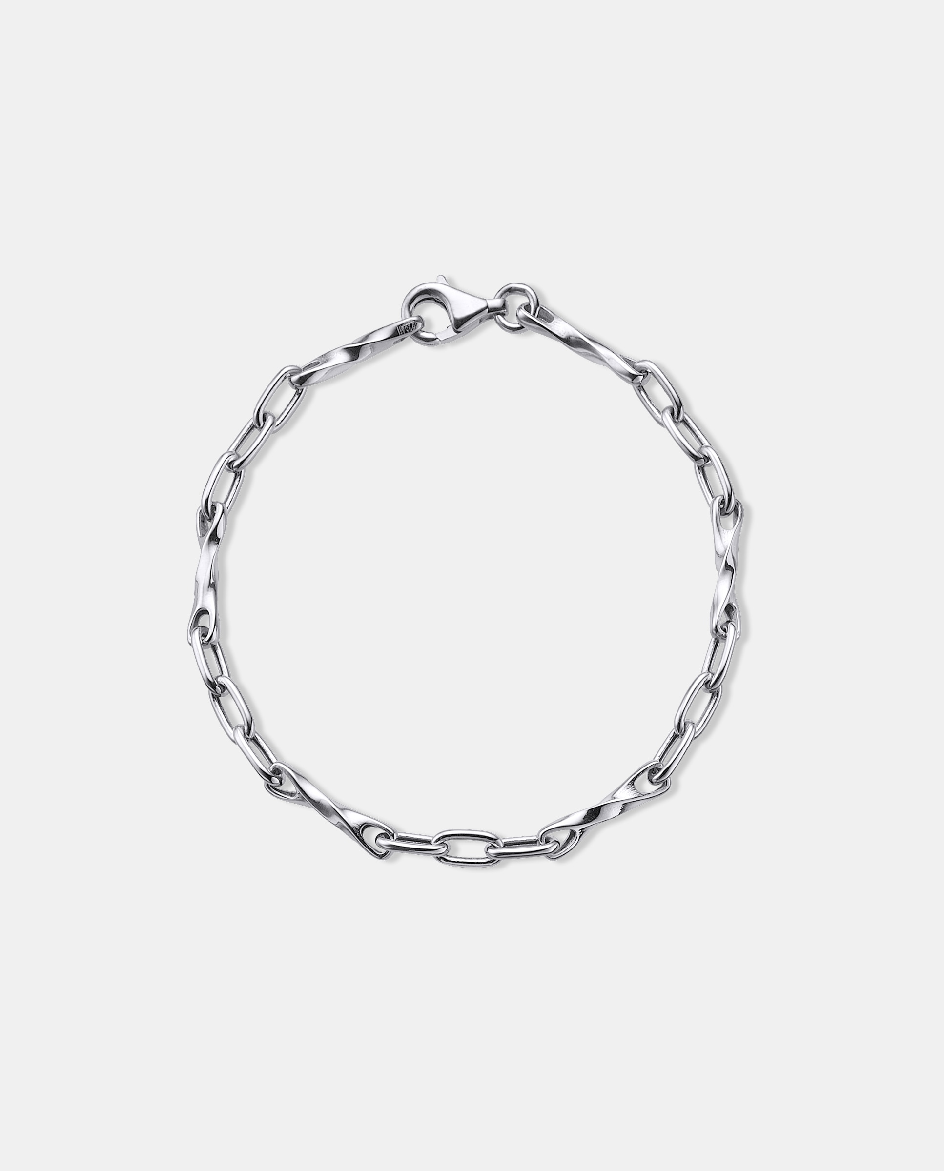 Imagen 0 de Pulsera links eslabones ovales y entrepiezas viradas de plata Plateado