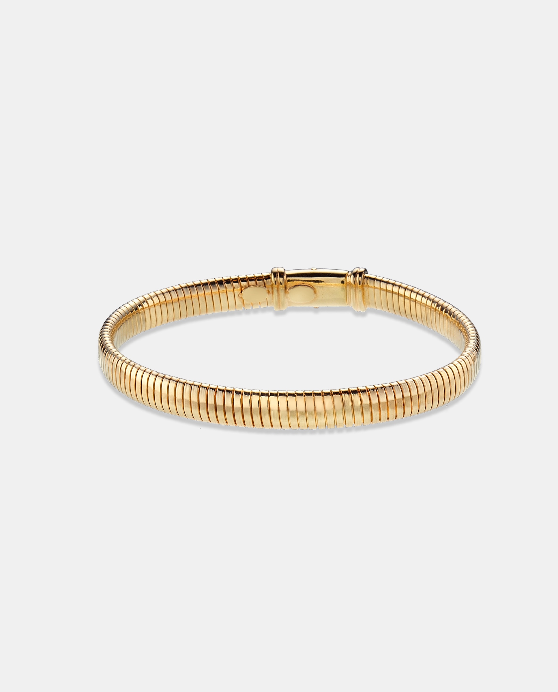 Pulsera tubogas salomónica plana de plata con baño de oro amarillo 18k