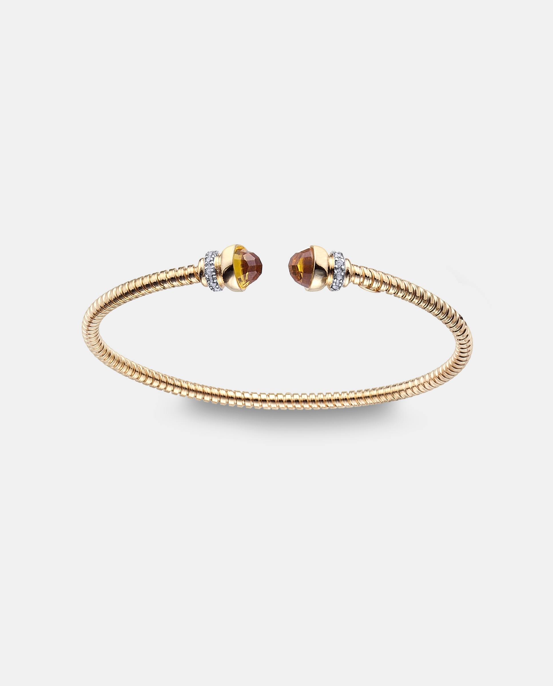 Imagen 0 de Brazalete tubogas de plata con baño de oro amarillo 18k con piedra citrino y detalle de pavé Dorado