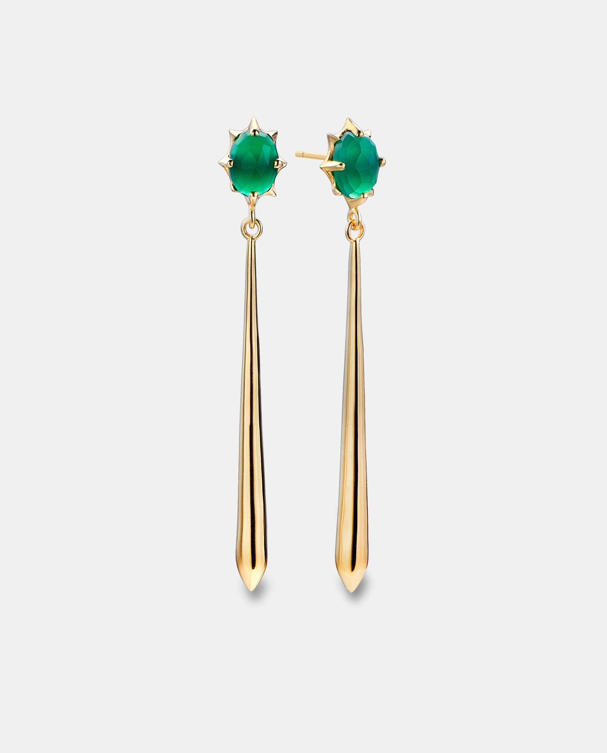 Imagen 1 de Pendientes campanilla de plata con acabado de oro amarillo 18k y cuarzo - Duran Exquse - Verde Verde