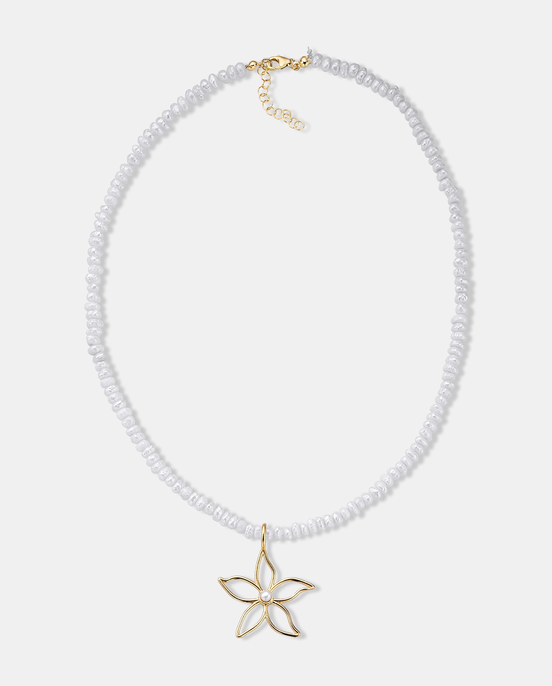 Collar fiori flor de plata con acabado de oro amarillo 18k y perlas barrocas - Duran Exquse - Dorado Dorado-1