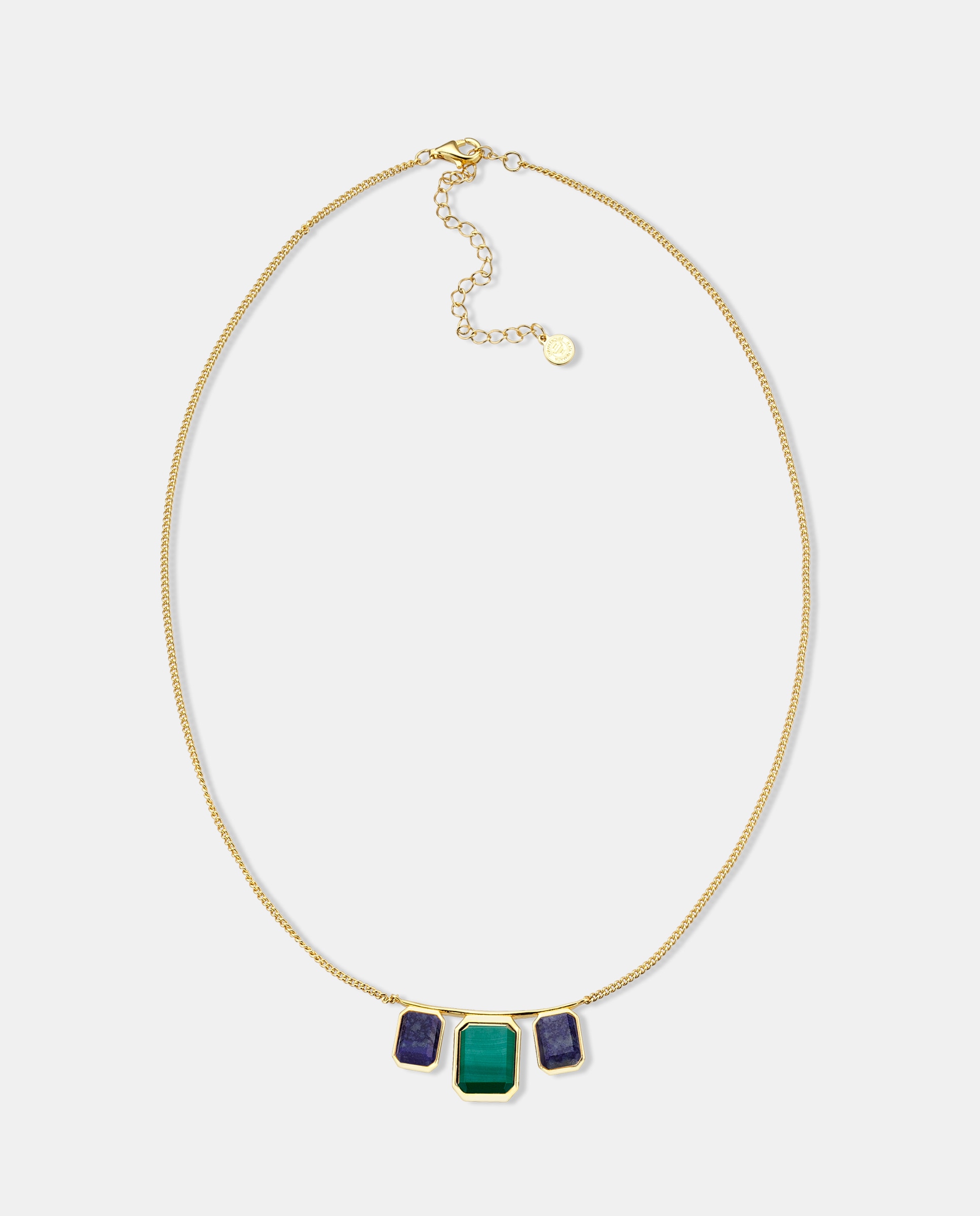 Imagen 1 de Collar palais royal de plata con acabado de oro amarilo 18k con lapislázuli y malaquita Dorado