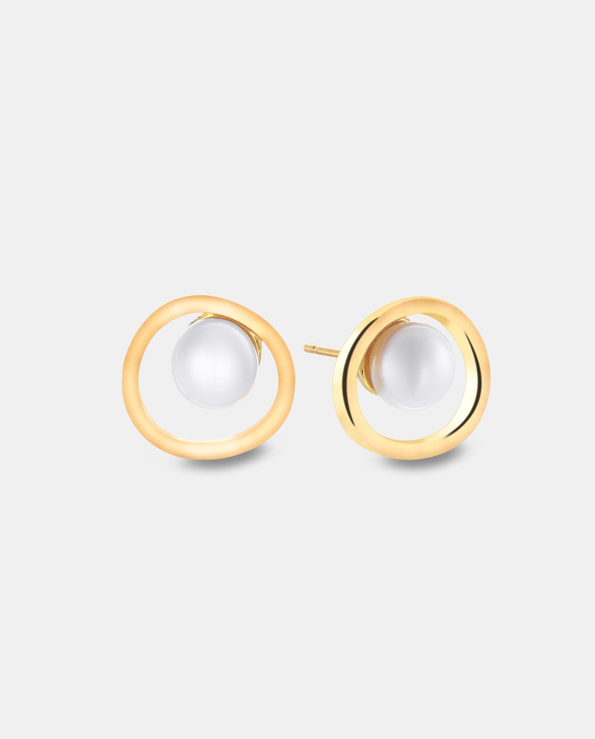 Imagen 1 de Pendientes pearl bisel de plata con baño de oro amarillo 18k y perla - Duran Exquse - Blanco Blanco
