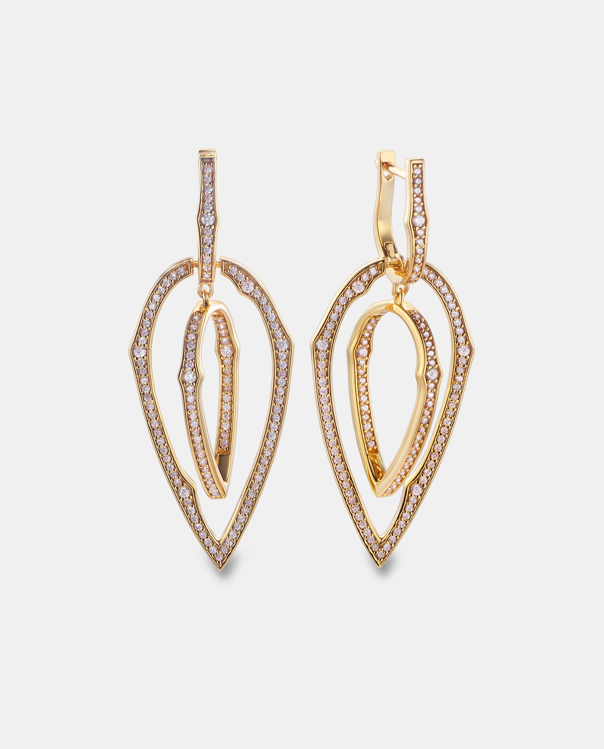 Pendientes edición limitada de plata con acabado de oro amarillo 18k y pavé - Duran Exquse - Brillo Brillo-1