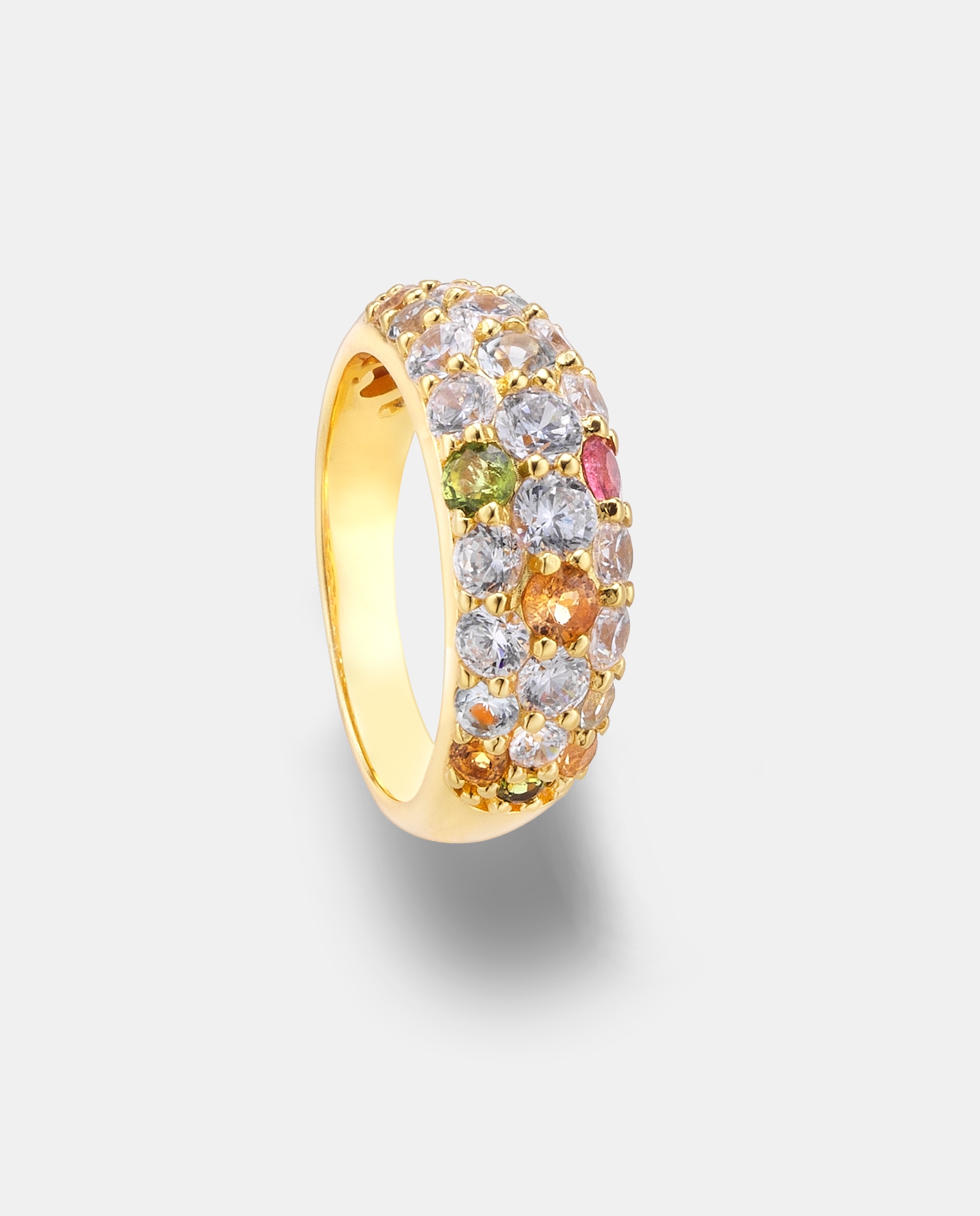 Imagen 0 de Anillo acuarela de plata con acabado de oro amarillo 18k y turmalinas Multicolor