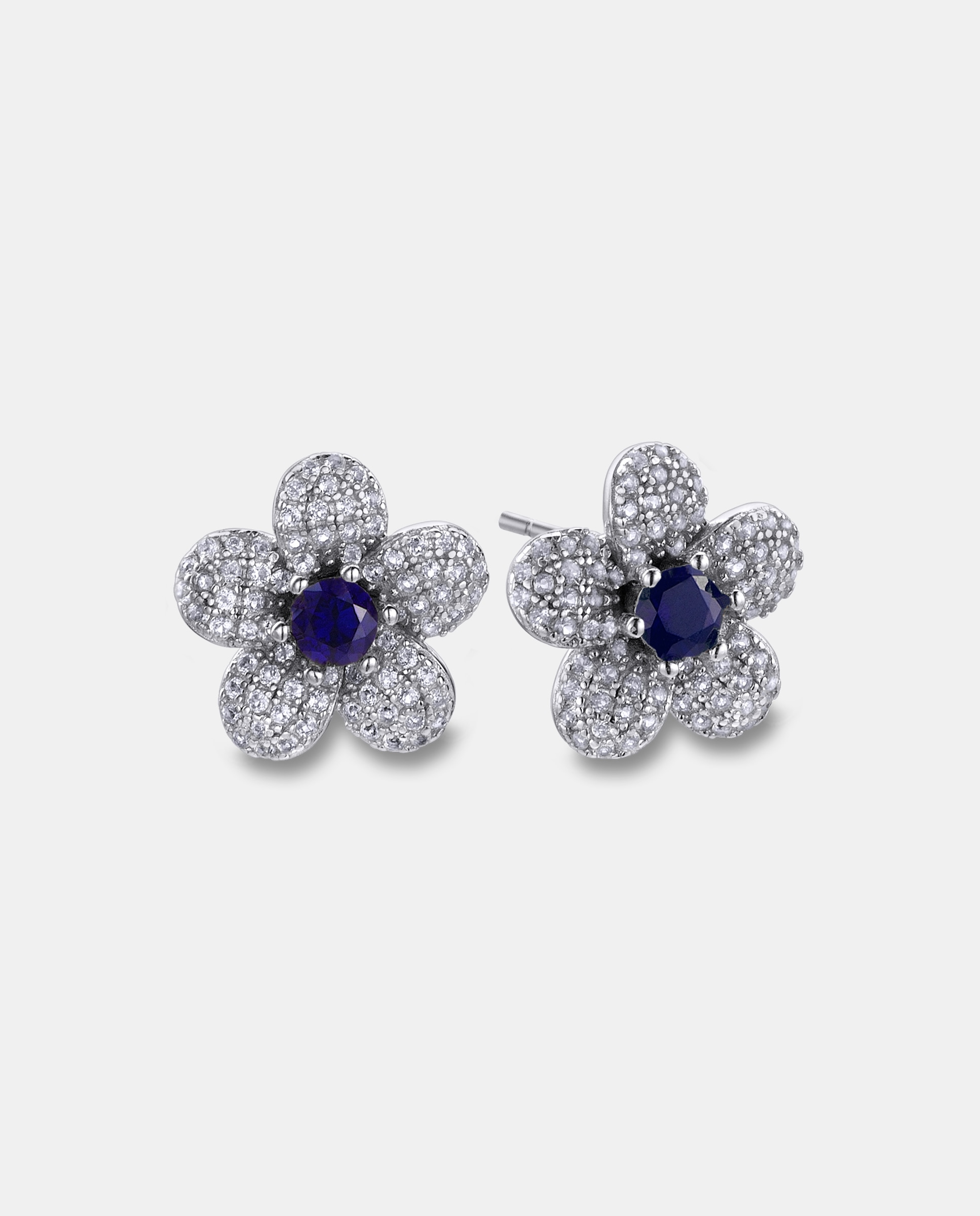 Imagen 1 de Pendientes pretty jewels flor de plata con pavé y color zafiro Zafiro
