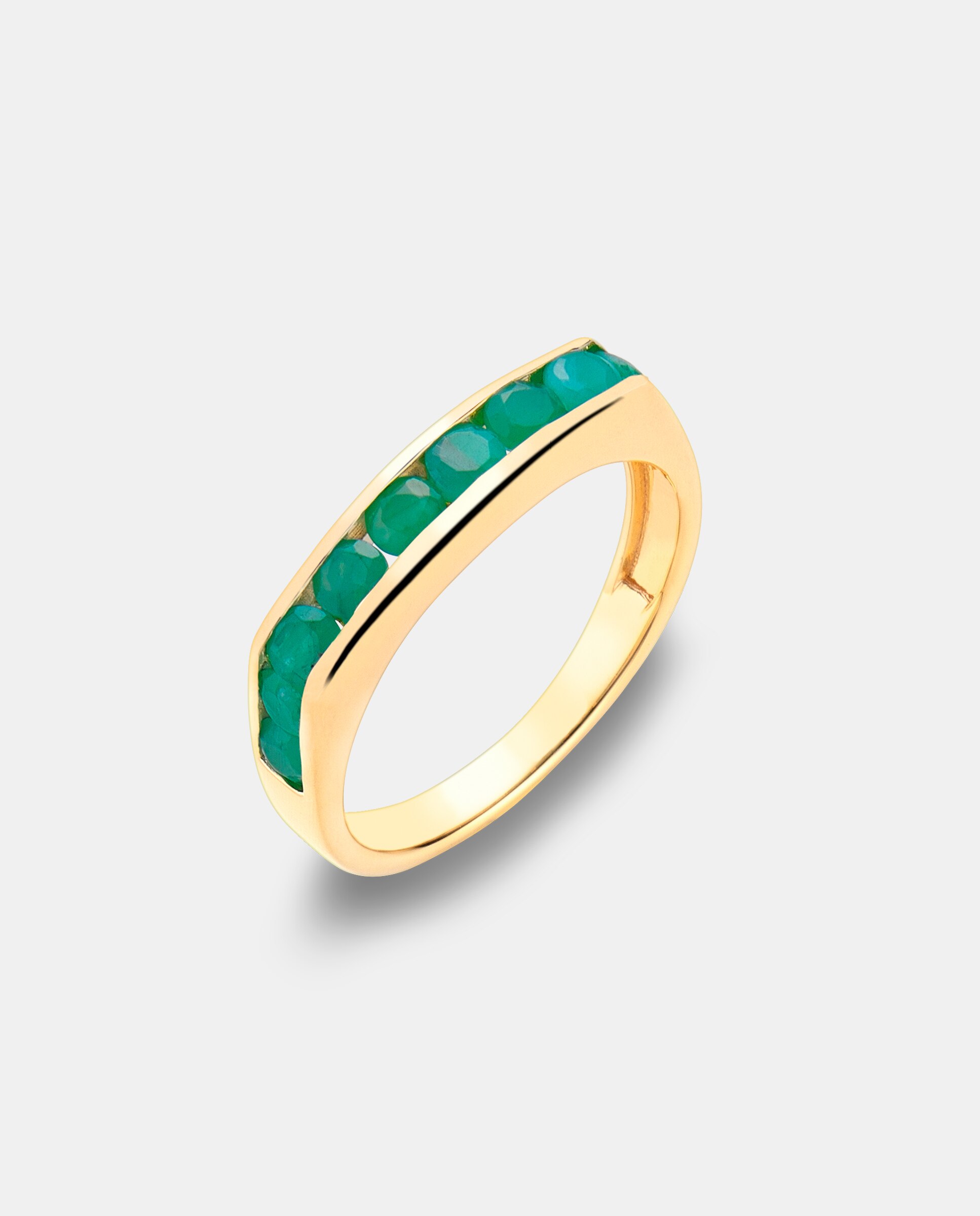 Imagen 0 de Anillo beautiful de plata con acabado de oro amarillo 18k y esmeralda Verde