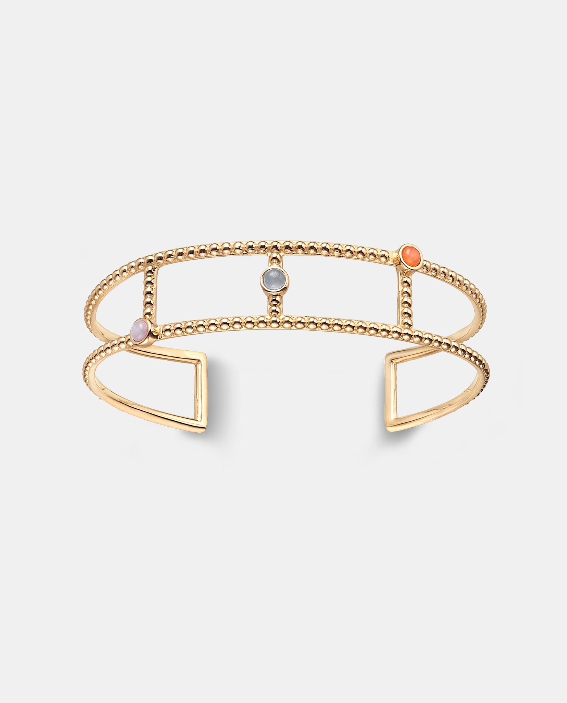 Imagen 0 de Brazalete macedonia de plata con acabado de oro amarillo 18k con gota de cuarzos multicolores Multicolor