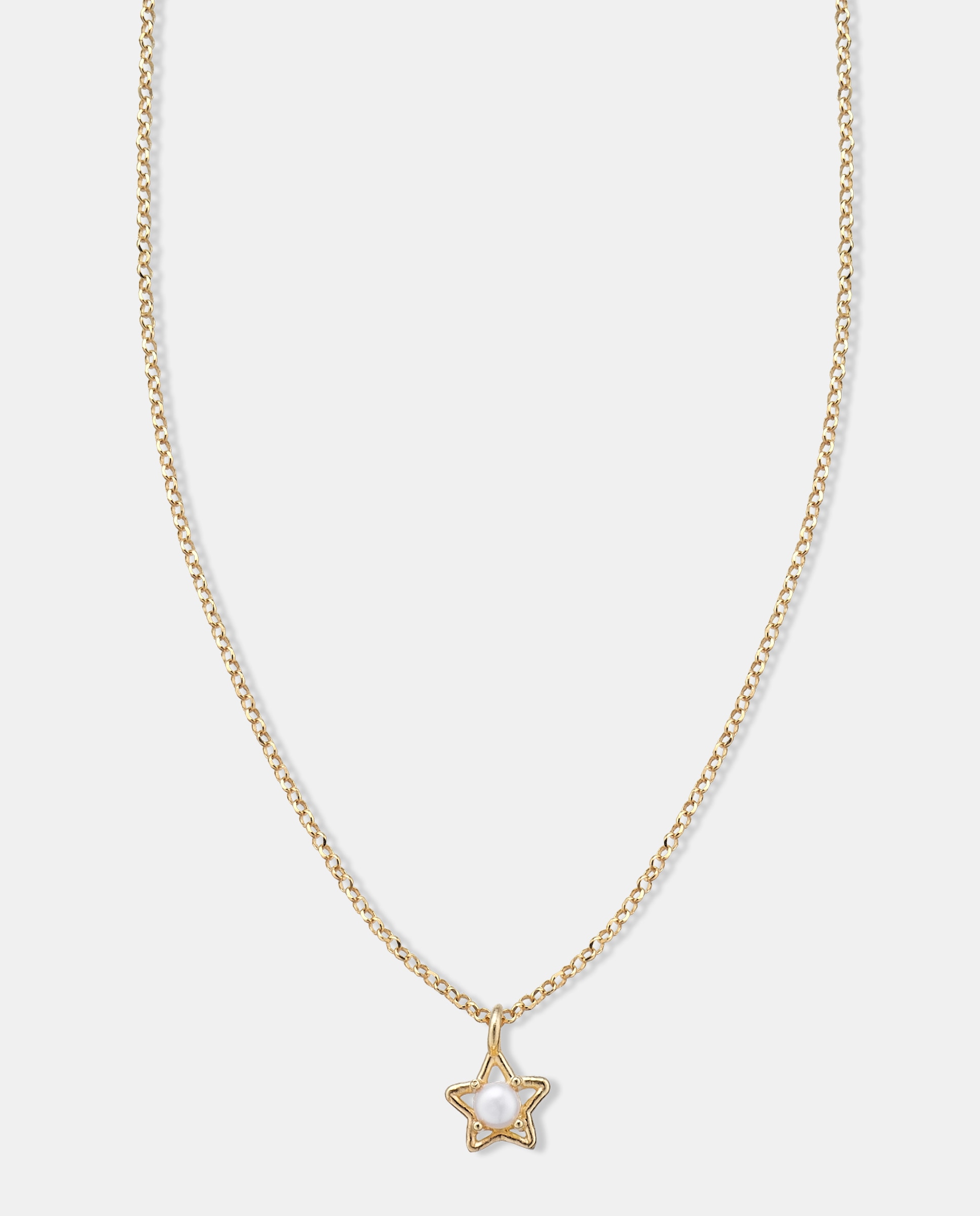 Imagen 0 de Cadena con colgante infantil mi primera joya estrella calada de plata con acabado de oro amarillo 18k y perla Dorado